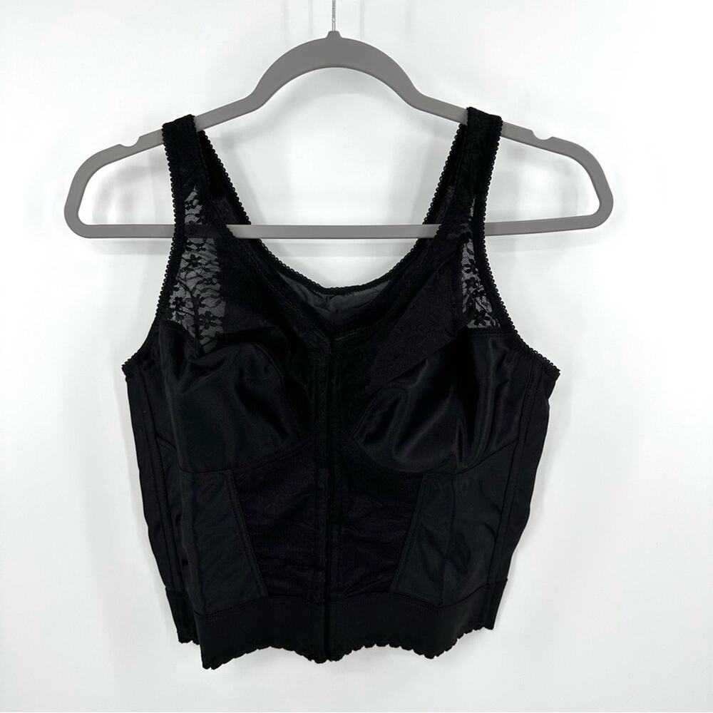 Exquisite Form Front Closure Longline With Lace Posture Bra in black Size 38D